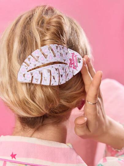 FanGlow THE POWERPUFF GIRLS X SHEIN Pinzas para el cabello con diseño de hoja con forma de corazón, fabricadas con materiales de alta calidad para herramientas de fijación del cabello prácticas y duraderas, pinzas tipo tiburón con diseño de resorte interno de nueva tecnología para evitar que se jale el cabello, adecuadas para uso diario o para usar en fiestas y reuniones