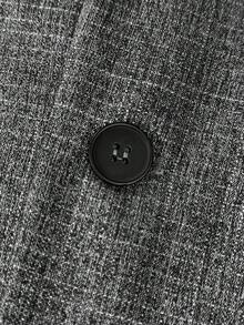 Manfinity Mode 男士纯色直领时尚商务西装套装，男士西装外套和裤子，男士休闲西装，男士灰色办公套装 - 深灰色 - 查看 6