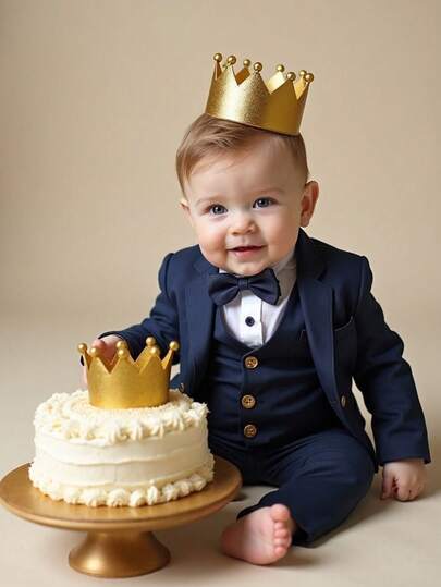 Conjunto de 3 piezas de ropa de bebé recién nacido niño, estilo caballero, chaqueta y pantalones azul marino