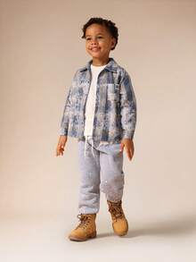 SUMWON Chemise à carreaux à manches longues avec col pour garçon, style casual pour l'école, adaptée pour l'automne et l'hiver