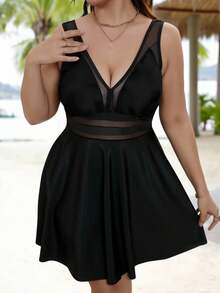 Swim Lushoire Traje de baño tankini con estampado en talla grande - Negro - Ver 5