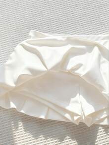 Comfortcana Women's Solid Color Ruffle Hem Casual Short Skirt, Suitable For Summer - White - View 4