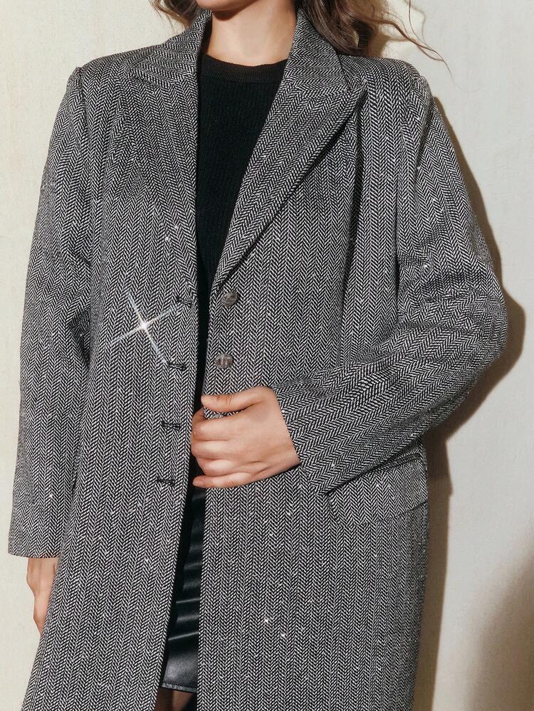 Paillettenbesetzter Damenjacke in Große Größen, figurbetont und schlank geschnitten, vielseitig für Büro und Geschäft einsetzbar, Herbst/Winter