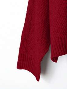 SHEIN Clasi 女式休闲系带圆领毛衣开衫 - 紅色 - 查看 6