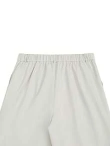 Manfinity Homme 男士西装裤，高端新款设计，垂坠西装裤，设计师时尚休闲黑色简约商务长裤 - 米色 - 查看 5