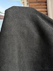 SHEIN EZwear 大码休闲纯色高腰A字裙 - 黑色 - 查看 4