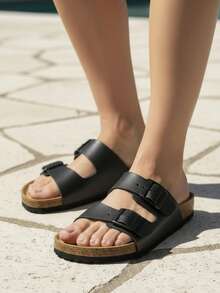 Women Flat Sandals - Black - View 4
