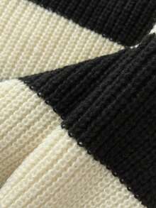 Elamini Women's Casual Loose Striped V-Neck Drop Shoulder Long Sleeve Sweater, Autumn/Winter - Multicolor - View 6