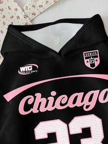 SHEIN EZwear Áo sweatshirt tay dài dáng rộng phong cách đường phố Y2K với họa tiết chữ số, chữ cái và ngôi sao, thoải mái cho mùa thu/đông. - Nhiều màu - Xem 3