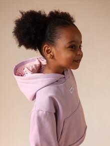 SUMWON 女童套头连帽衫，无抽绳，带中央口袋，适合日常休闲穿着 - 紫色 - 查看 3