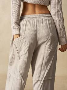 Bohemela Boho Countryside Vacation Style Solid Color Woven Loose Women Pants