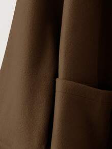 SHEIN LUNE Mantel Hangat Kasual Kancing Ganda Ukuran Besar, Musim Gugur/Dingin - Coffee Brown - View 5