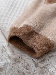 Cozy Pixies 2pcs Baby Boy Cartoon Bear Pattern Thermal Lined Crew Neck Long Sleeve Sweatshirt And Elastic Waist Pants Set