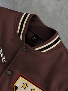 PAVTROS Men's Colorblock Graffiti Style Long Sleeve Baseball Jacket Men Letter Patch Jackets For Cartoon Varsity Letterman Winter - Multicolor - View 4