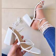 Sandalia de tacón ancho y tiras ajustables Modelo 590 - Blanco - Ver 2