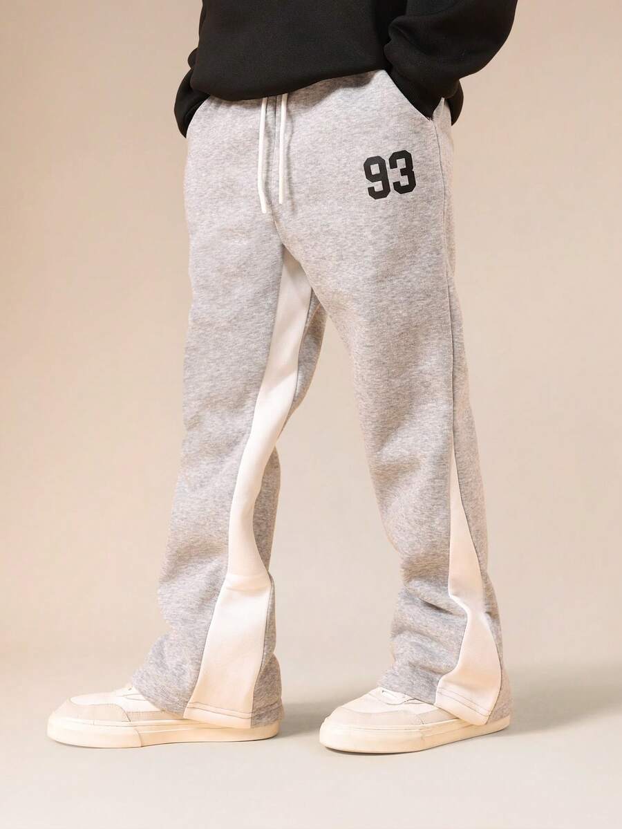 SUMWON Boys Heathered Jogger Sweatpants With Flare Leg Design And Drawstring Waist For Casual Comfort Vacation - Grey - View 1