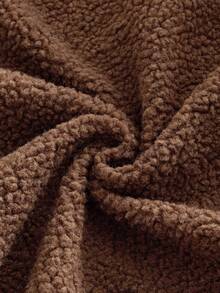 Manfinity VCAY 男士纯色长袖拉链休闲羊毛夹克，秋冬 - 咖啡棕 - 查看 6