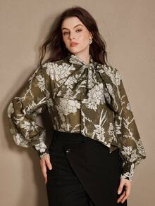 Anewsta 女式休闲宽松轻薄透明长袖衬衫，百搭时尚风格 - 軍綠色 - 查看 5