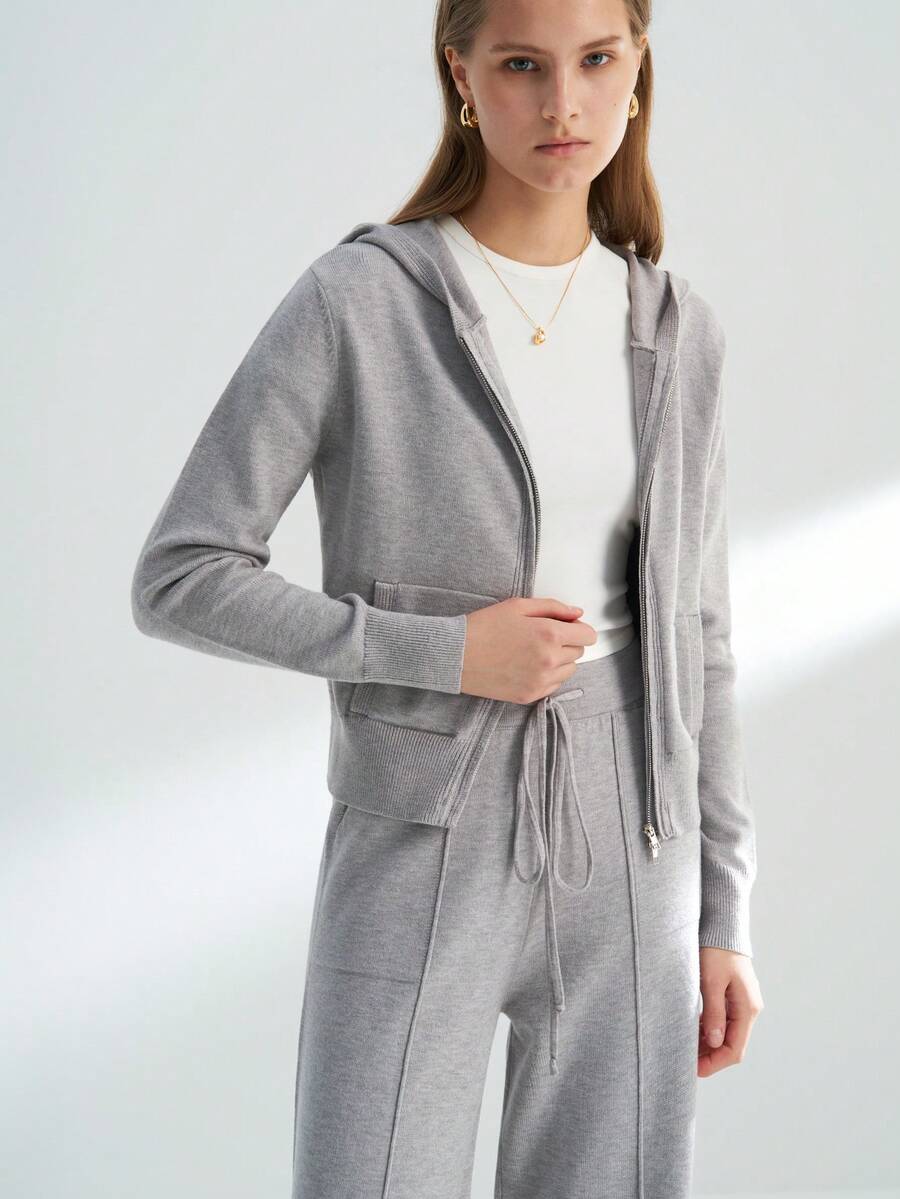 Airaco Light Gray Knit Casual Comfortable Sports Set - Grey - View 1