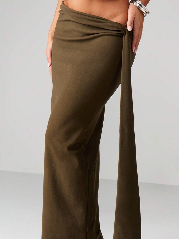 MISSGUIDED Drapowana spódnica midi maxi z kopertowym dekoltem i wiązaniem z boku na eleganckie okazje, takie jak Boże Narodzenie