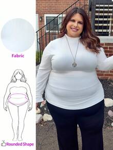 Enliva 2 peças/conjunto casual e simples monocromática plus size camisetas de gola alta, primavera e outono - Preto e Branco - Ver 1
