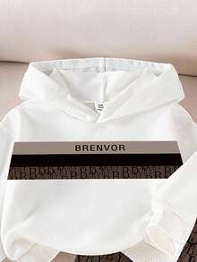 SHEIN 1 套男婴休闲时尚字母印花连帽运动衫和字母全印花运动裤套装，舒适日常穿着，秋冬 - 彩色 - 查看 5