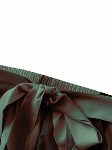 Franclia Falda con estampado todo sobre todo, con lazo delantero, para uso casual diario, talla grande