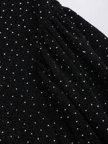 Sweetra 优雅的法国秋季时尚闪亮水钻露肩性感派对礼服，迷人的公主风格长裙