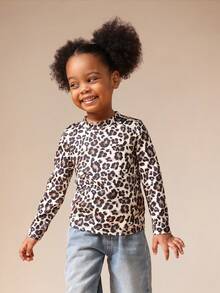 SUMWON ملابس علوية بأكمام طويلة مطبوعة بنمط الفهد، ملابس علوية كاجوال مطبوعة بنمط الحيوان للخريف والشتاء، ملابس علوية بياقة مستديرة