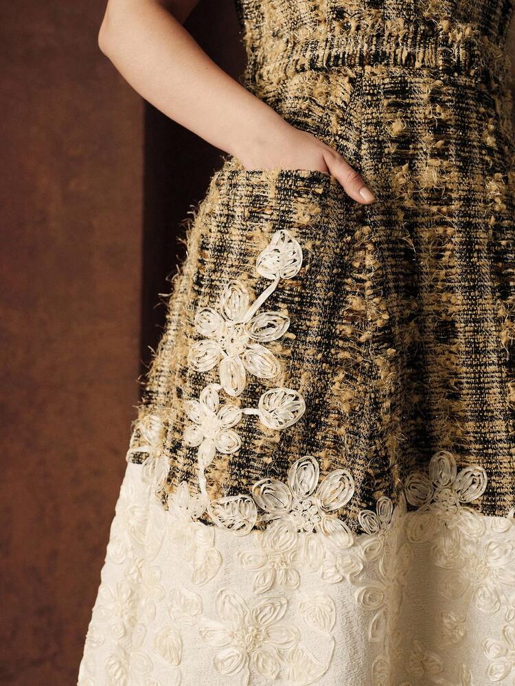 Elegant Plus Size Women Patchwork Design Mid-Length Dress