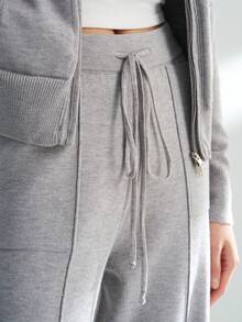Airaco Light Gray Knit Casual Comfortable Sports Set - Grey - View 6