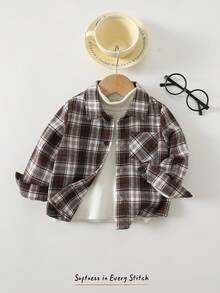 Cozy Pixies Baby Boy Retro British Style Colorful Plaid Collar Long Sleeve Cardigan Jacket - Brown - View 6