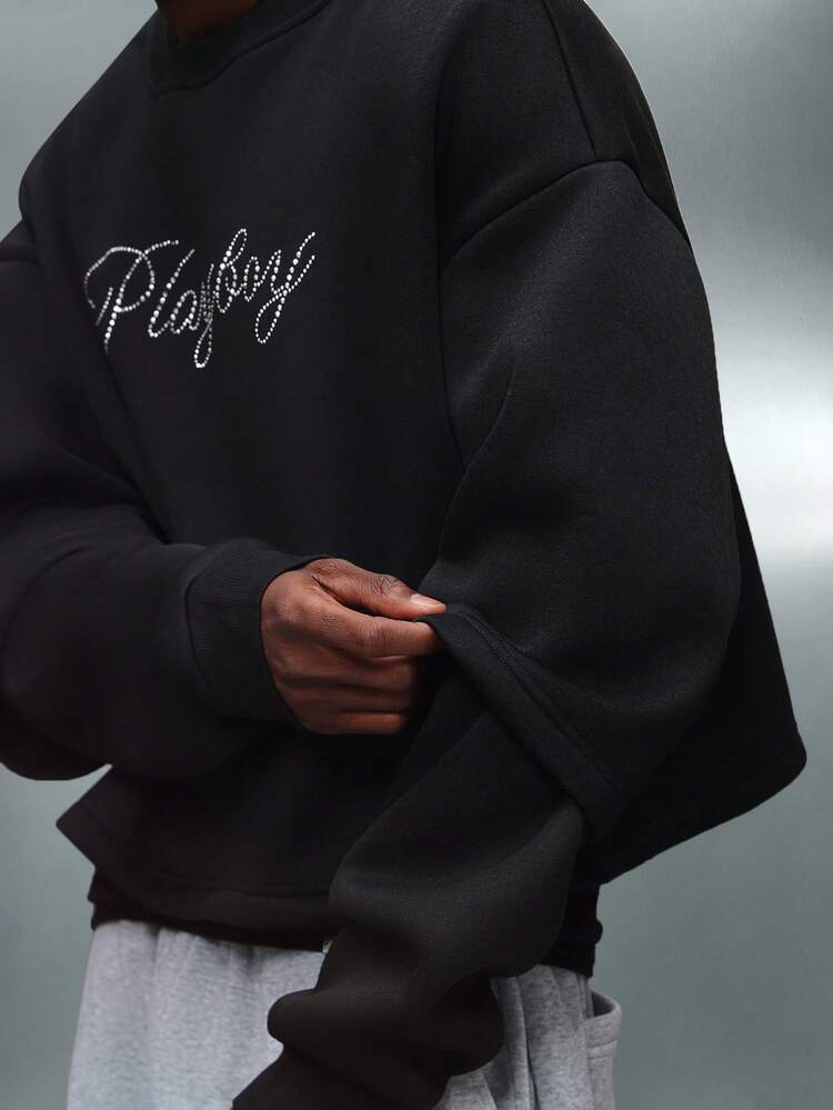 PLAYBOY X SUMWON Crew Neck Sweatshirt With Rhinestone Applique