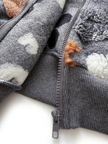 Maweii Plus Size Women Textured Fabric Cinched Waist Casual Elegant Versatile Daily Wear Puff Sleeve Short Hoodie Jacket, Autumn/Winter