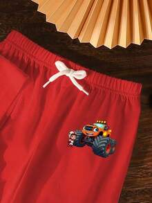 Młodzieżowy chłopięcy swobodny krótki rękaw okrągły dekolt T-shirt i spodnie zestaw, minimalistyczny styl odpowiedni na lato