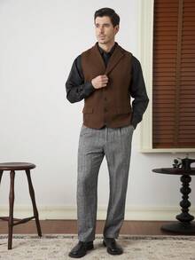 Core Aspect Old Money Grey Classy Summer Dinner Formal Pants,Gentleman High-Waisted Straight-Leg Loose Suit Pants,Anti-Wrinkle Corduroy Retro British Dapper - Dark Grey - View 8