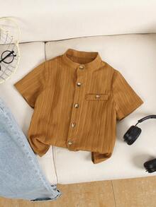 Sparklyn 幼儿男童纯色简约休闲短袖衬衫