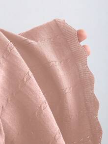 Sweetra 初秋法式优雅风藏青色镂空复古荷叶边下摆优雅长袖短款针织连衣裙 - 粉色 - 查看 6