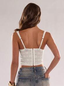 SHEIN BAE Top bustier ajusté et court en maille fleurie pour femmes, style Y2K