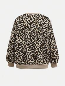 Girlism Tween Mädchen Lässig Leopard Muster Reißverschluss-Vorderseite Langarm Sweatshirt