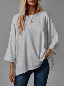 EMERY ROSE 休闲简约基础款女式T恤，适合秋冬季节，长袖上衣，宽松版型，女式衬衫两件装，大码上衣，休闲百搭 - 彩色 - 查看 2