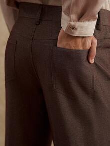 Core Aspect Pantalones rectos de negocios casuales de unicolor con bolsillo para hombres