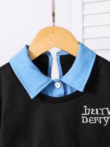 Genkimix Kids Vestido casual de manga larga con estampado de letras para niña, otoño - Multicolor - Ver 4