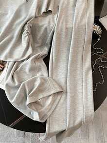 Resyla 女式休闲褶饰 T 恤和裤子两件套，夏季