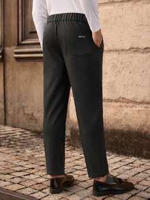 Manfinity VCAY Men's Minimalist Solid Color Commuter Everyday Slant Pocket Tapered Pants Tuxedo Hamilton - smoke gray - View 2