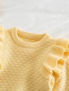 SHEIN Baby Mädchen Lässiger Vintage Brauner Rüschen Saum Pullover