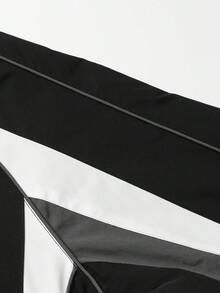Manfinity Roughcore 1 chiếc áo khoác dài tay nam phong cách đường phố trưởng thành, thiết kế phối màu đen trắng xám, đa năng cho đi làm, phong cách đường phố thời trang, quà tặng cho bạn trai/chồng, áo khoác quà kỷ niệm, áo khoác đua xe Y2K có khóa kéo - màu đen - Xem 5