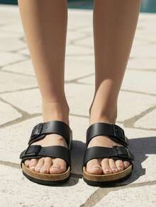 Women Flat Sandals - Black - View 1