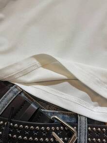 SHEIN EZwear 休闲街头复古星空涂鸦印花超大款不对称肩部荷叶边下摆长袖T恤，性感露肩套头衫，适合秋冬季节、返校季、复古风、朋克风、女士休闲风、秋冬装、嘻哈风、核心美学风格。 - 彩色 - 查看 7