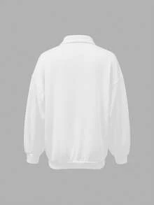 INAWLY 1/4 拉链刺绣“Make Heaven Crowded”运动衫 - 信仰毛衣 - 信仰为基础的女士毛衣 - 送给她的礼物 - 基督教赞美诗 - 白色 - 查看 2